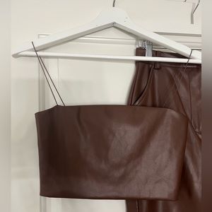 Meshki leather crop top